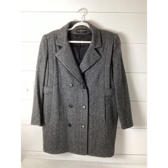 Alorna Jackets & Blazers - Vintage Alorna Wool Blend Pea‎ Coat Womens Medium/Large Gray USA Double Breasted